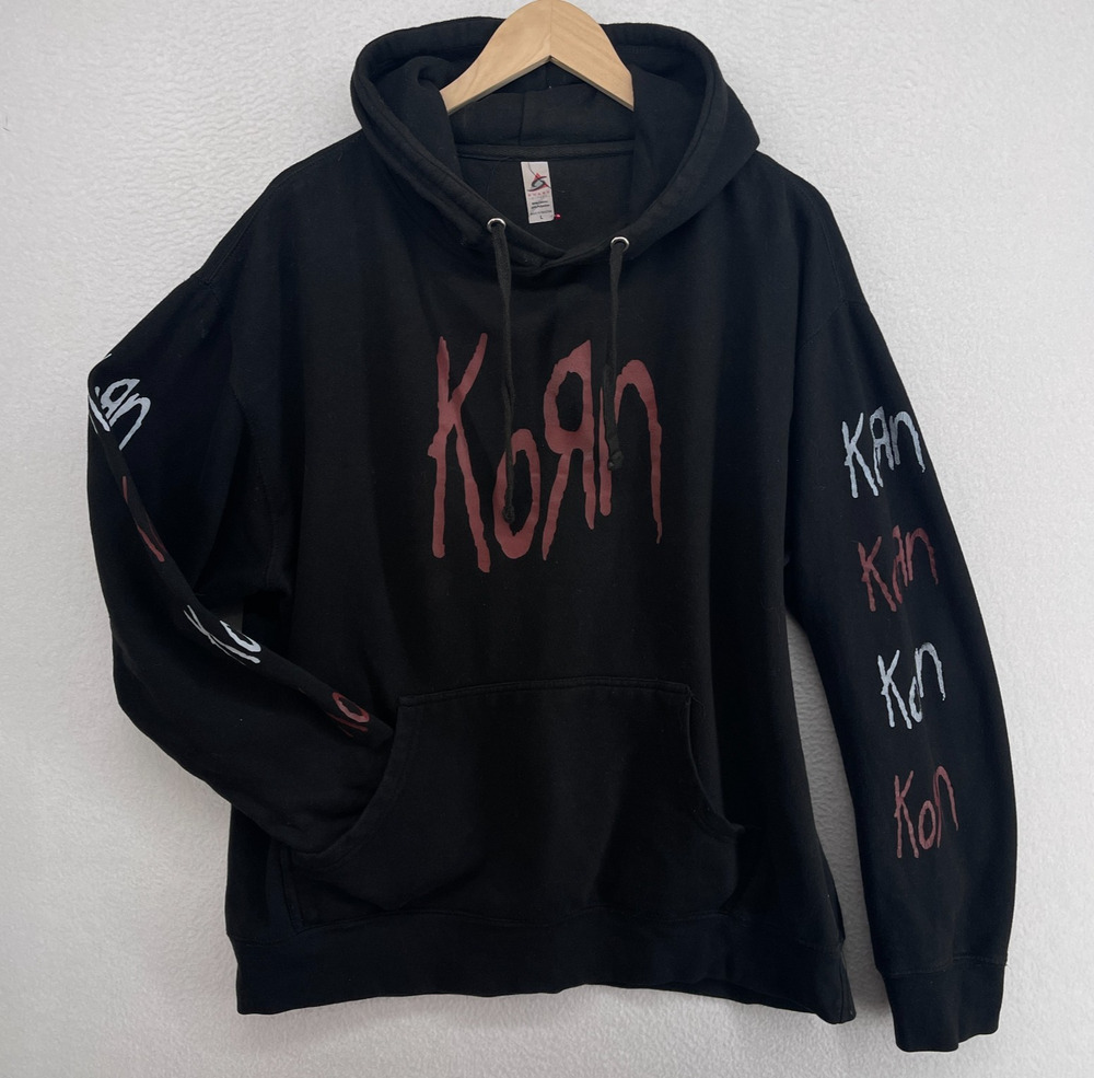 KORN Hoodie Adult L Serenity of Suffering Rock Band Pullover Sweatshirt Black - Picture 1 of 12
